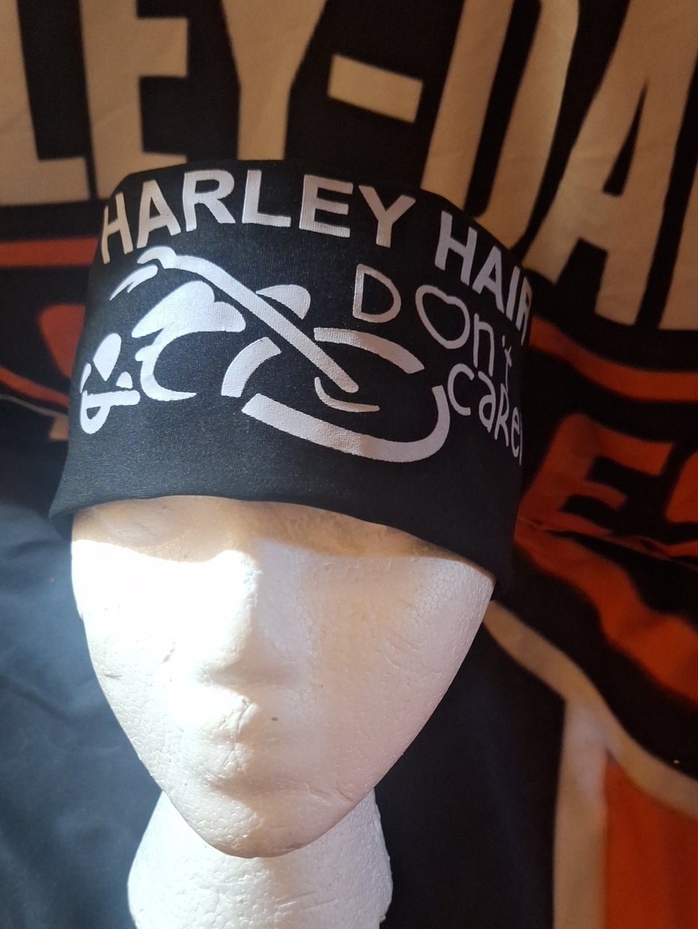 Headwrap Bandana - Black with Silver Graphic
